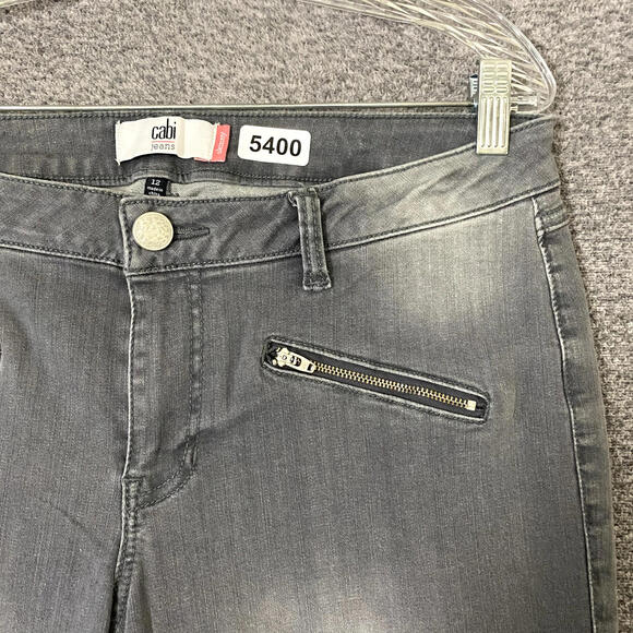 Cabi Women’s Size 12 Gray Skinny Zip Pocket Stretch Denim Jeans - Picture 6 of 11